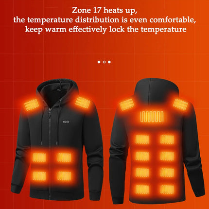 HoodyCoze 17-Zone Dual-Control Heated Hoodie for Winter