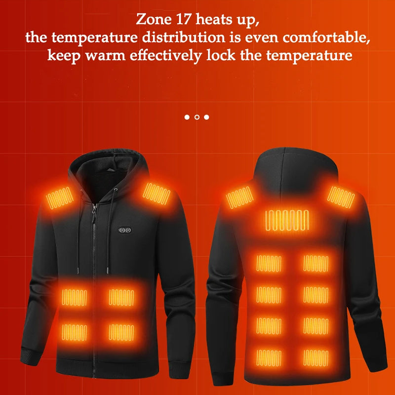 HoodyCoze 17-Zone Dual-Control Heated Hoodie for Winter