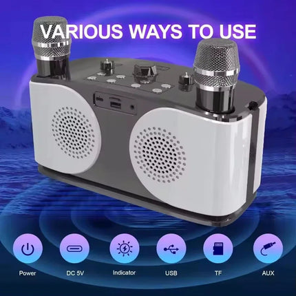 JamVoicy Portable Karaoke Machine with Dual Wireless Microphones