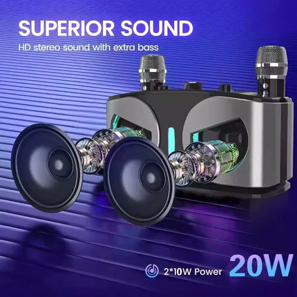 JamVoicy Portable Karaoke Machine with Dual Wireless Microphones
