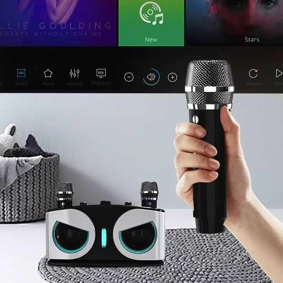 JamVoicy Portable Karaoke Machine with Dual Wireless Microphones