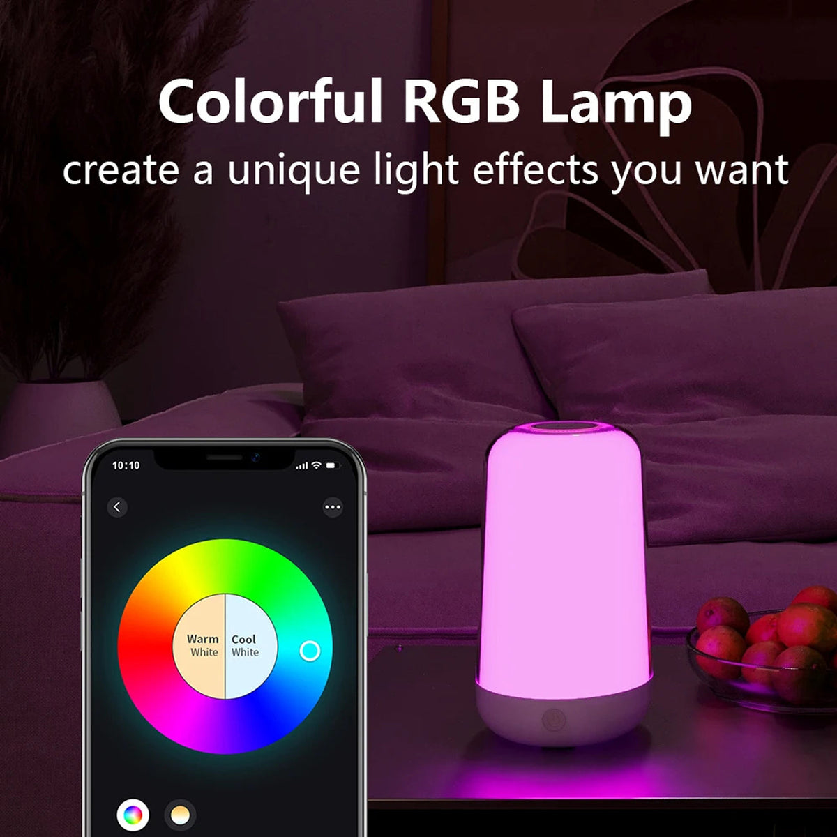 LumiTechx Smart Touch Bedside Lamp 16M Colors Cordless