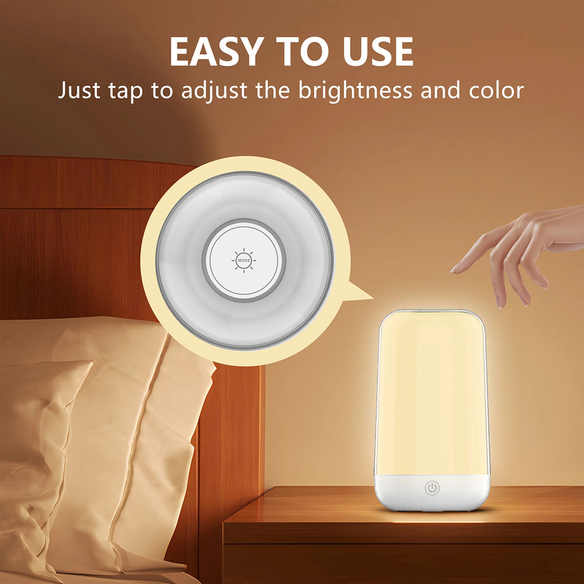 LumiTechx Smart Touch Bedside Lamp 16M Colors Cordless