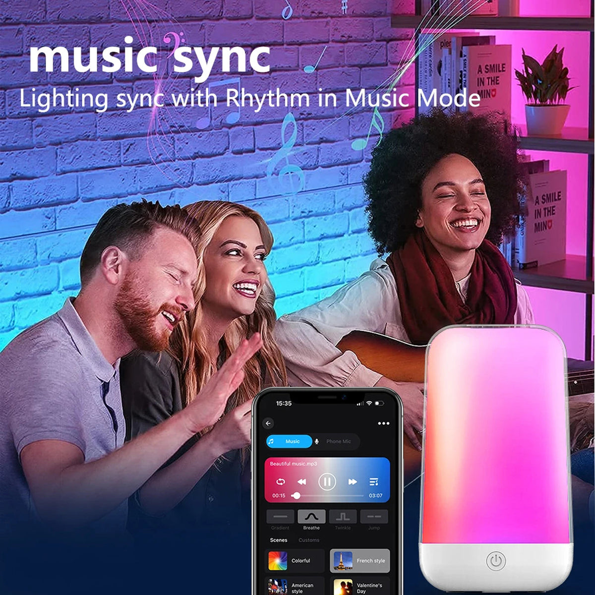 LumiTechx Smart Touch Bedside Lamp 16M Colors Cordless