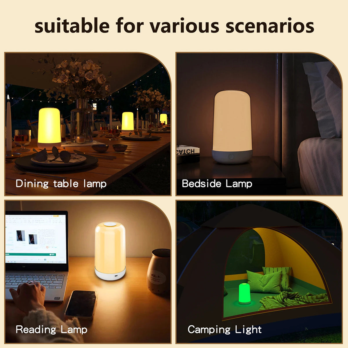 LumiTechx Smart Touch Bedside Lamp 16M Colors Cordless