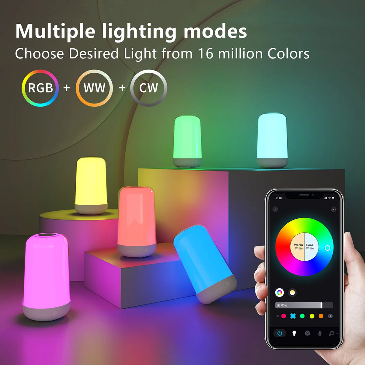 LumiTechx Smart Touch Bedside Lamp 16M Colors Cordless