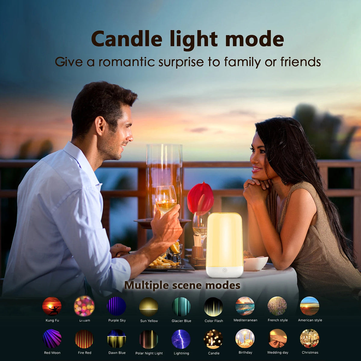 LumiTechx Smart Touch Bedside Lamp 16M Colors Cordless
