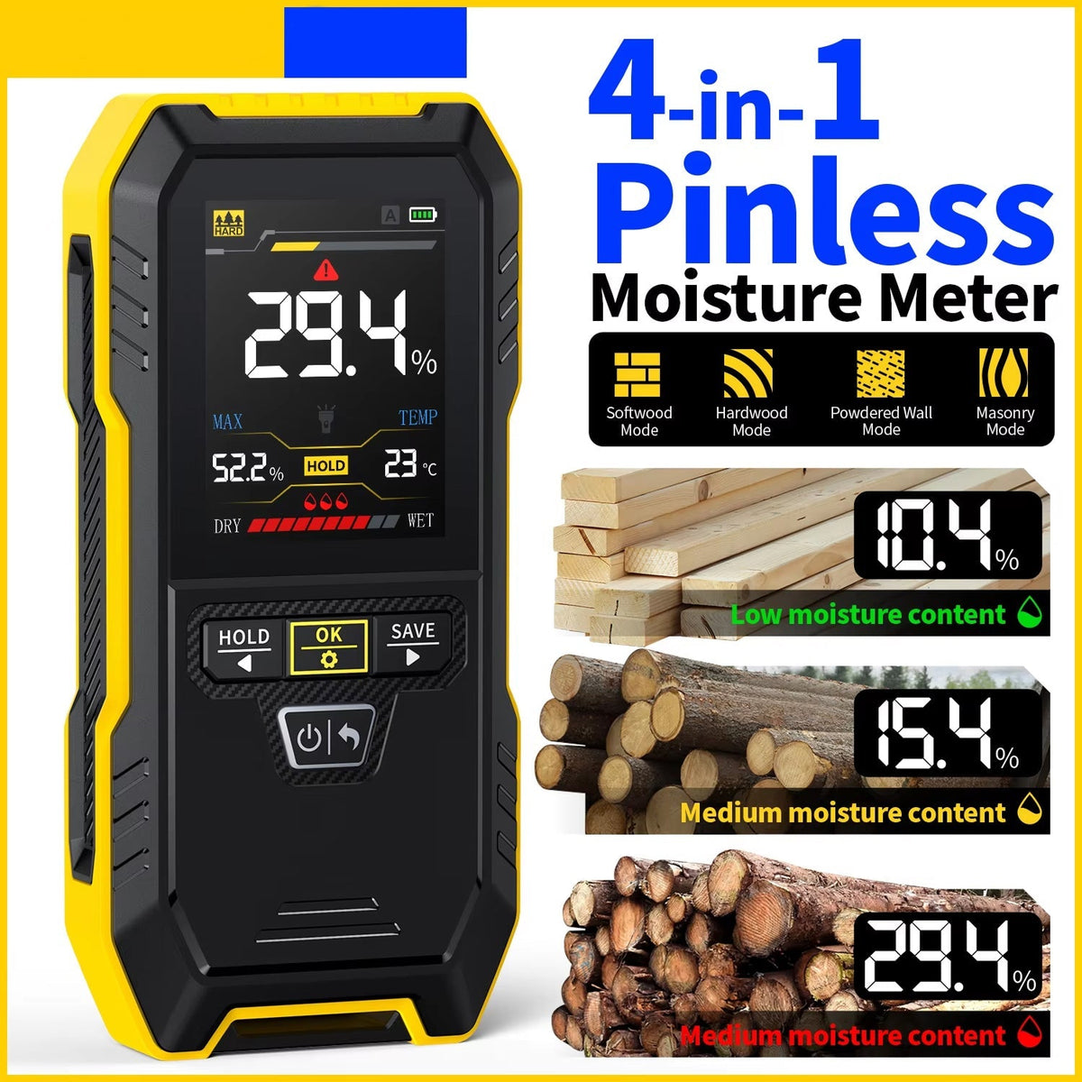 MoistoRex Non-Destructive Pinless Wood Moisture Meter