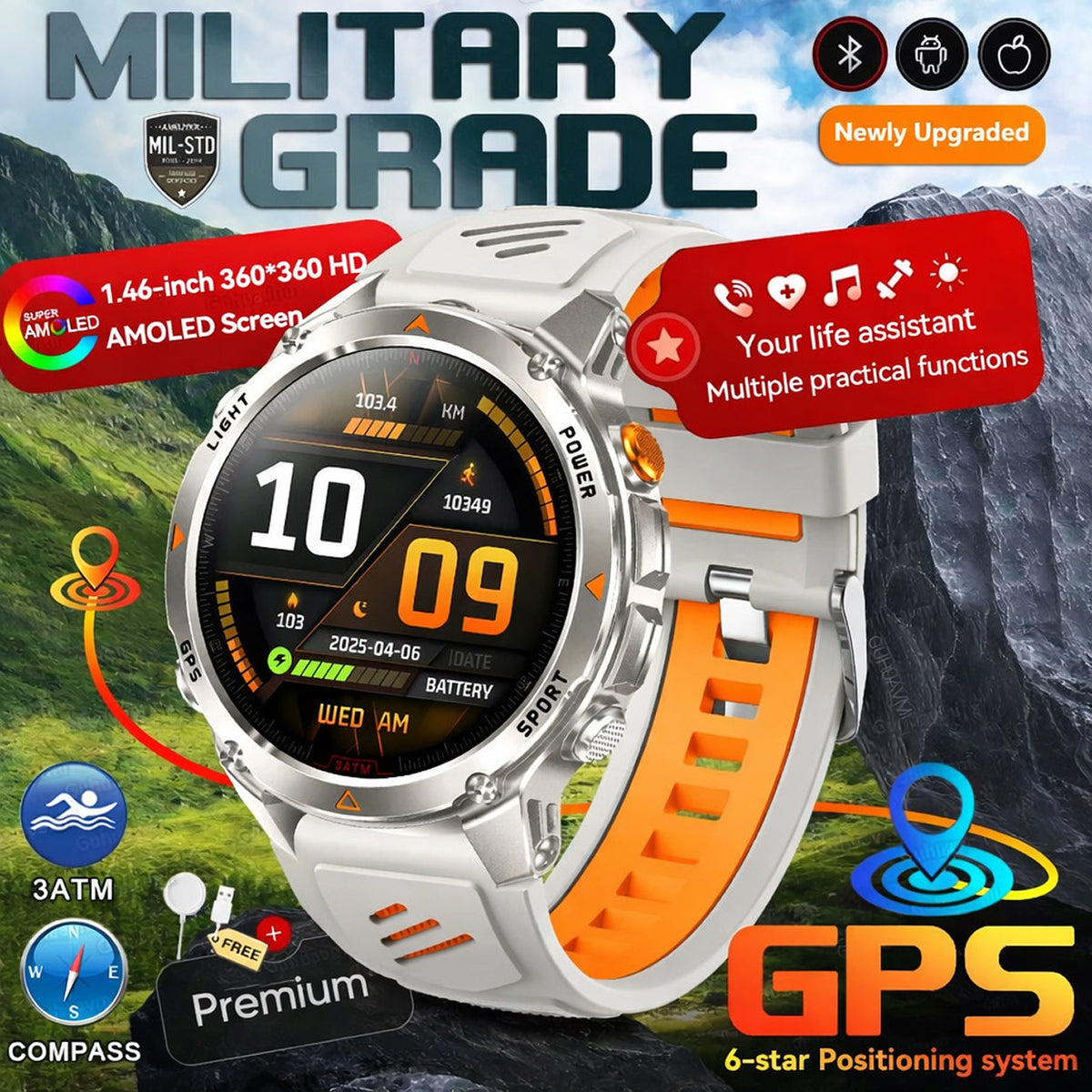 Pexoriax Military-Grade Rugged Sports Smartwatch