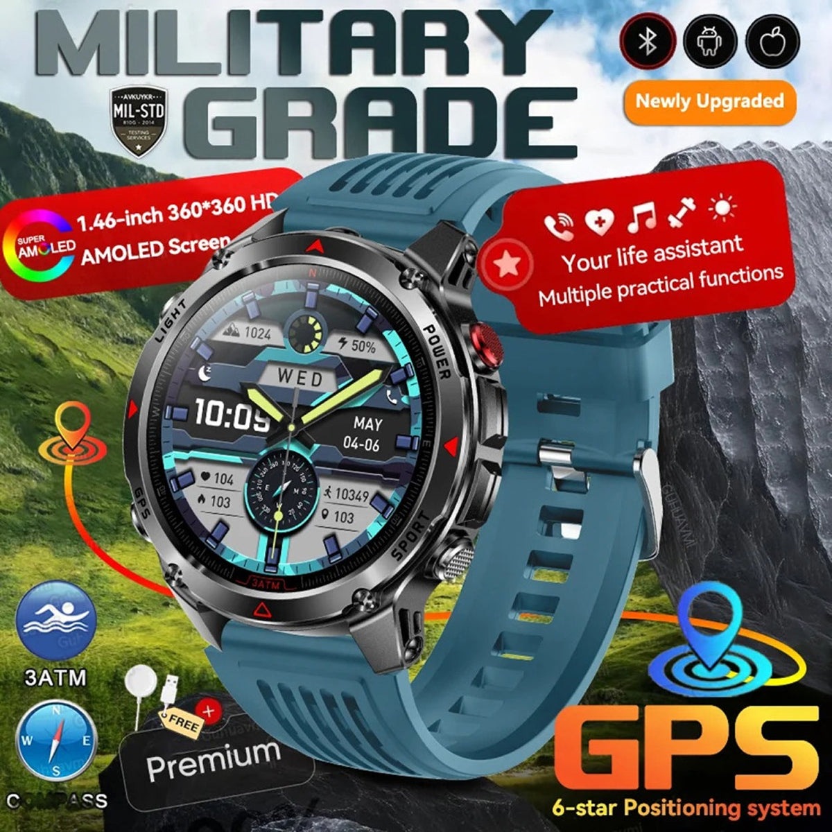 Pexoriax Military-Grade Rugged Sports Smartwatch