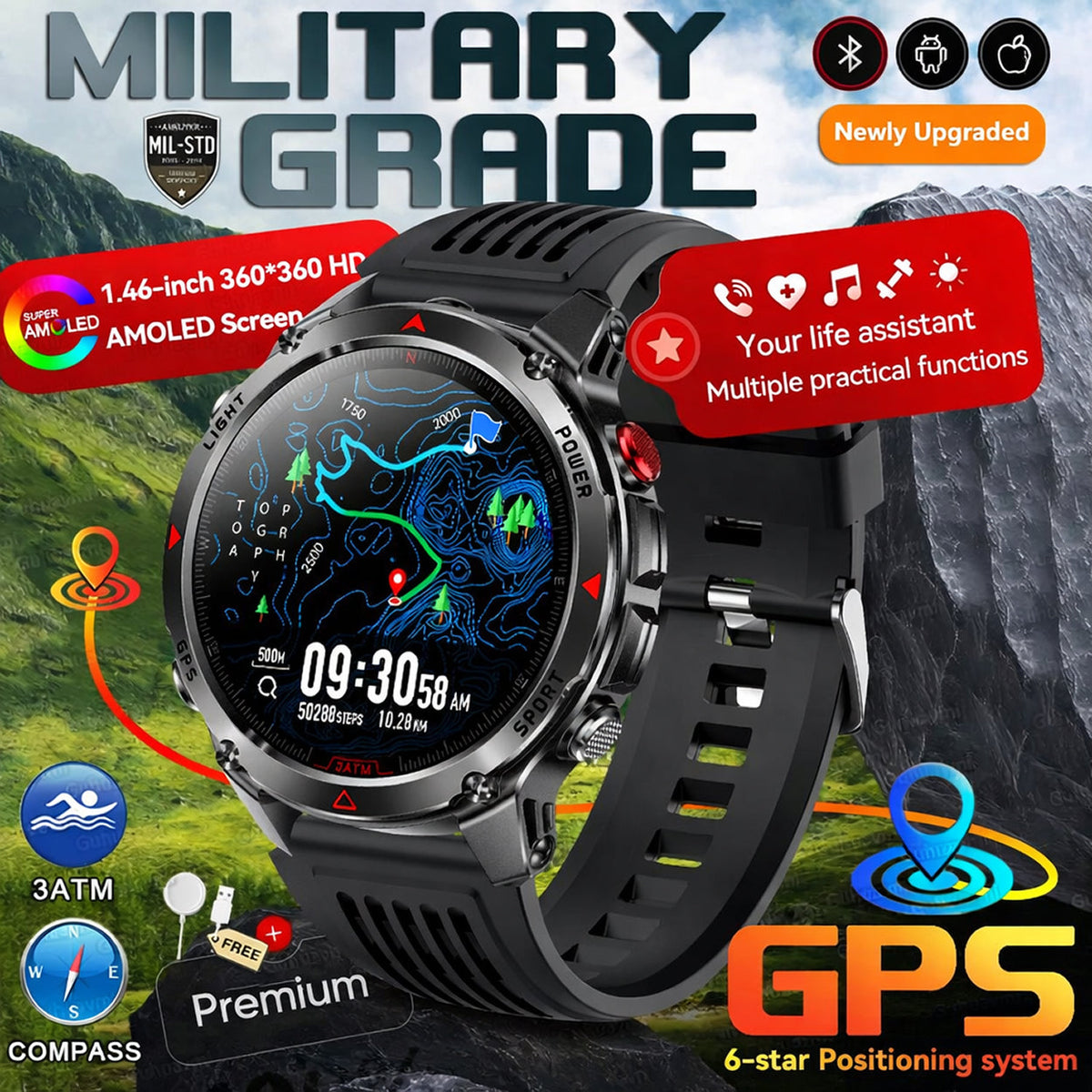 Pexoriax Military-Grade Rugged Sports Smartwatch