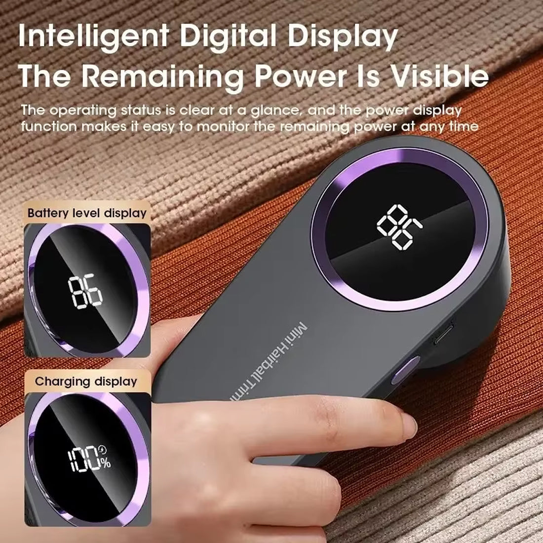 PlushiFiex 6-Blade Fabric Shaver & Lint Remover with LED Display