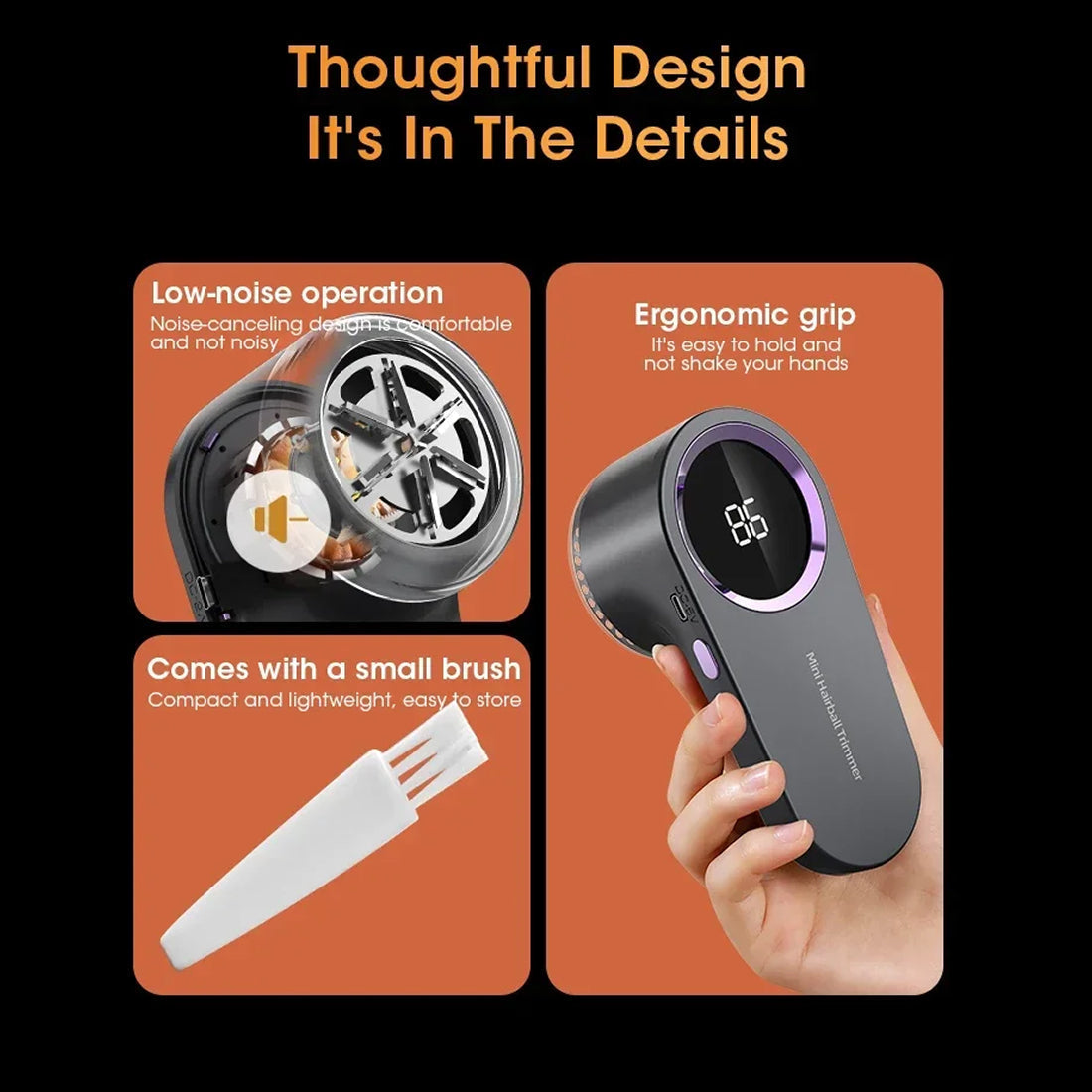 PlushiFiex 6-Blade Fabric Shaver & Lint Remover with LED Display