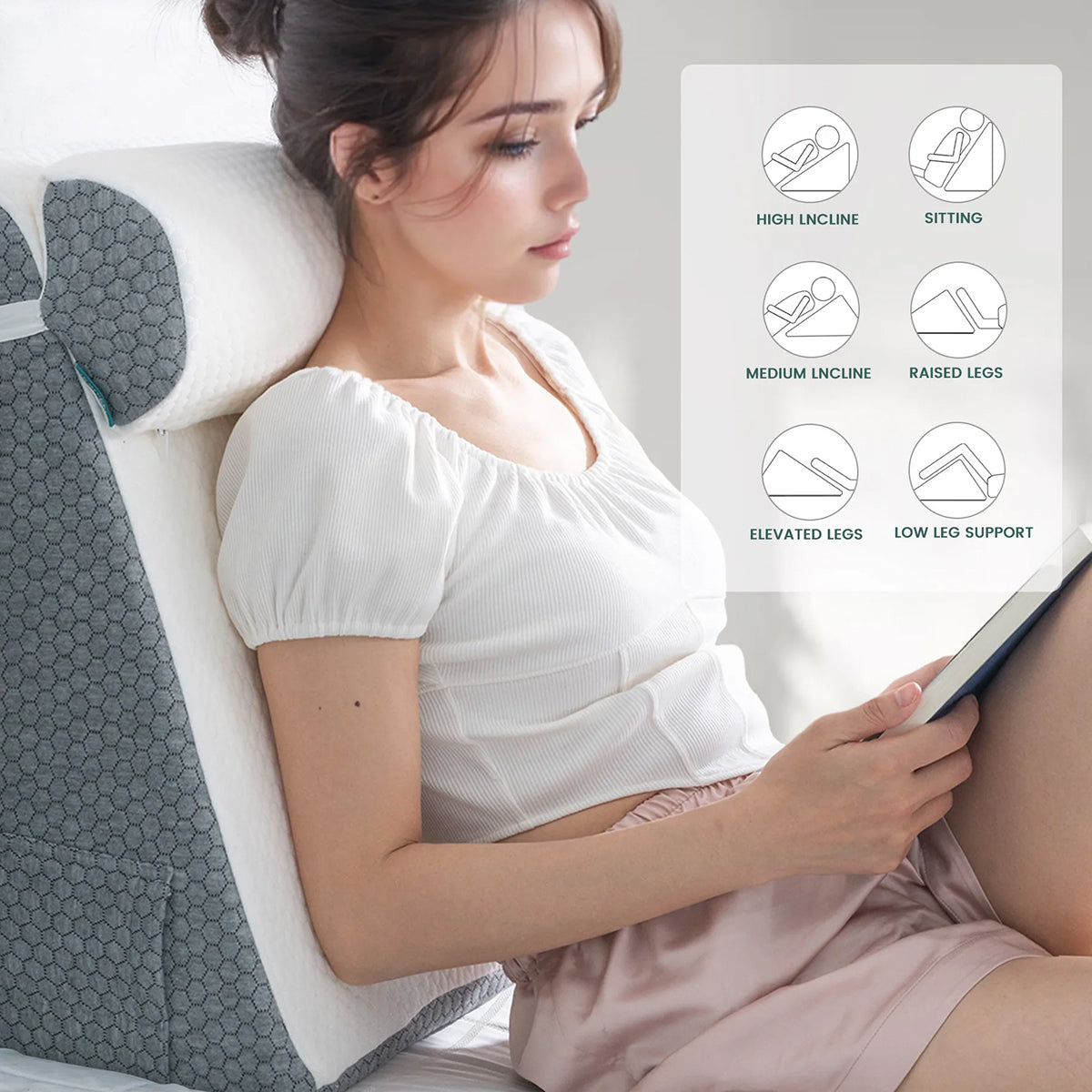 PropZilia Cooling Wedge Pillow for Acid Reflux and GERD Relief