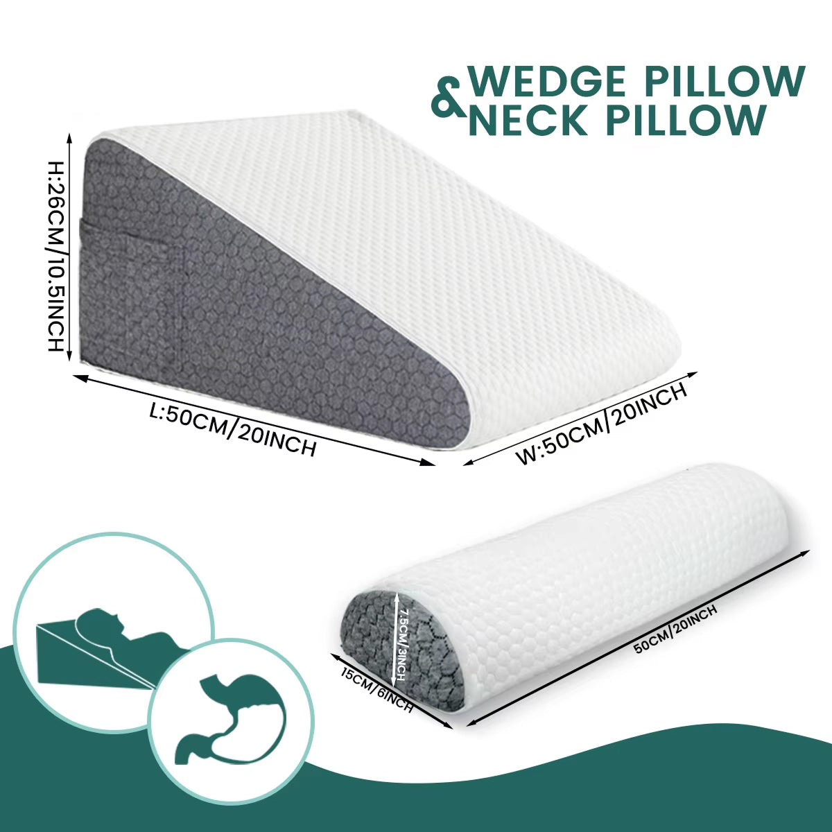 PropZilia Cooling Wedge Pillow for Acid Reflux and GERD Relief