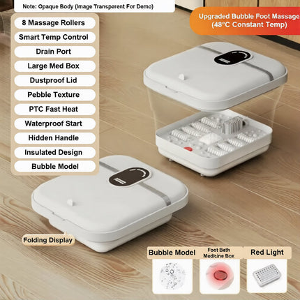 PudLuxi Foldable Foot Spa with 500W Heating and Shiatsu Massage