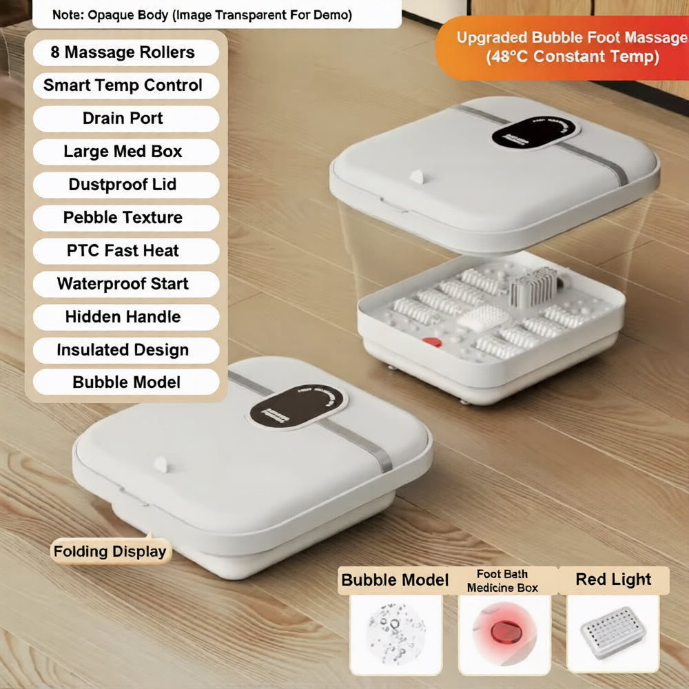 PudLuxi Foldable Foot Spa with 500W Heating and Shiatsu Massage