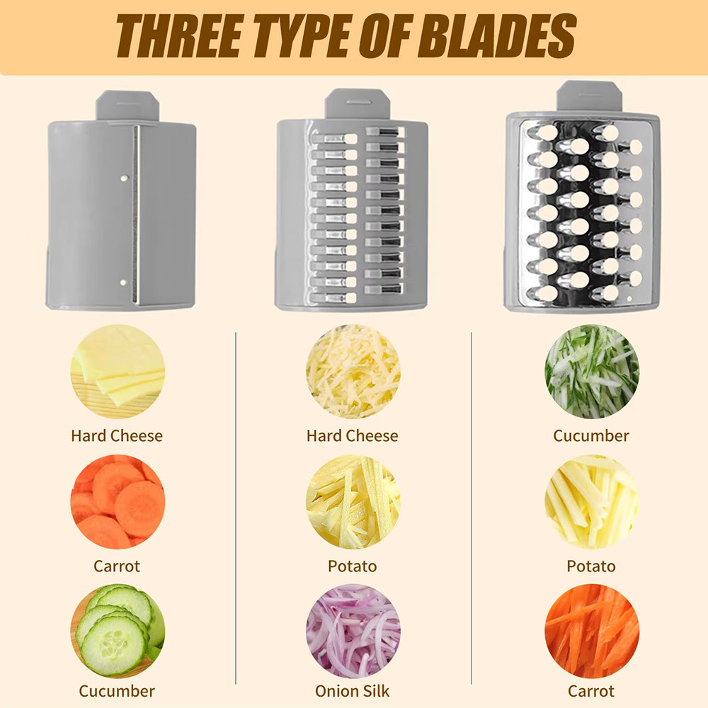 RazeiLia Electric Cheese Grater - Effortless 3-in-1 Prep