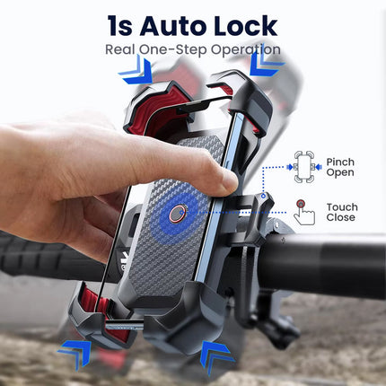 RidoFolix Auto-Lock Bike Phone Mount with 70LB Grip