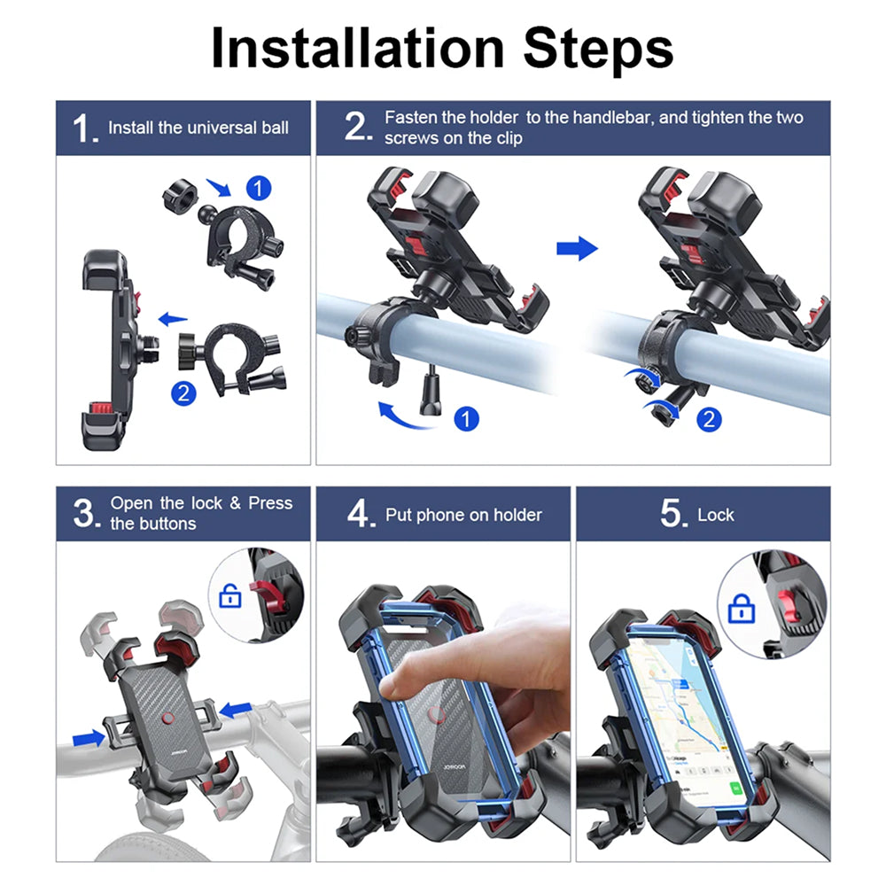 RidoFolix Auto-Lock Bike Phone Mount with 70LB Grip