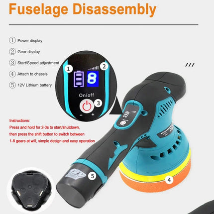 ShynexRo 12V Cordless Dual-Action Car Polisher Buffer