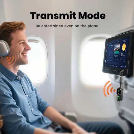 SkyePatt Airplane Bluetooth 5.4 Audio Adapter with Dual Pairing