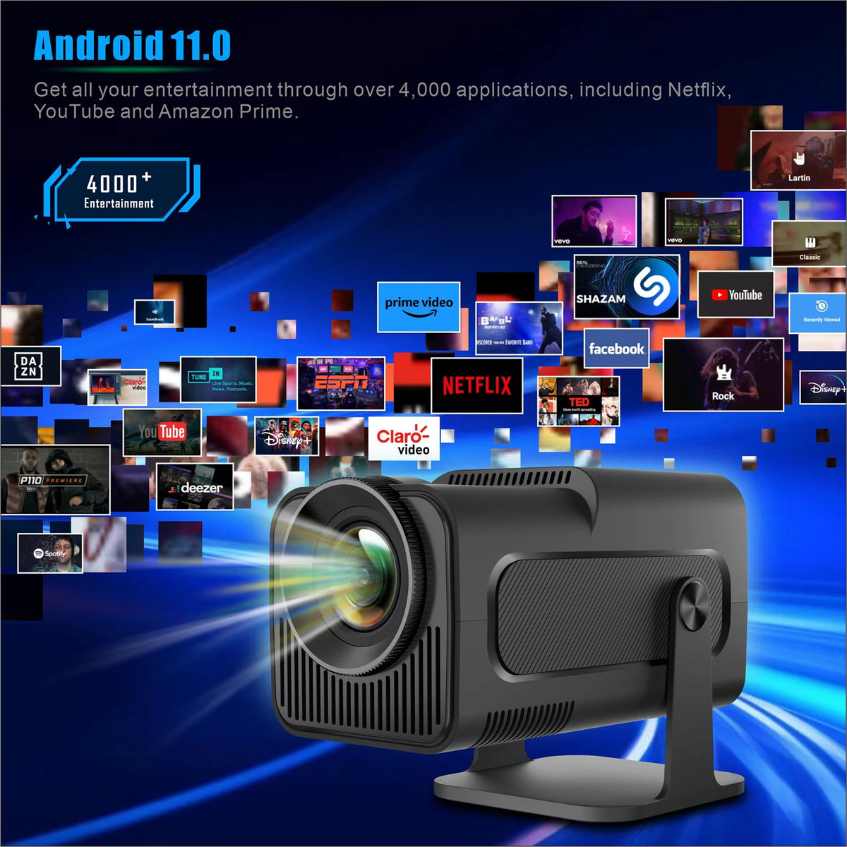 SuniiStage 4K Smart Projector with Android 11 and WiFi 6