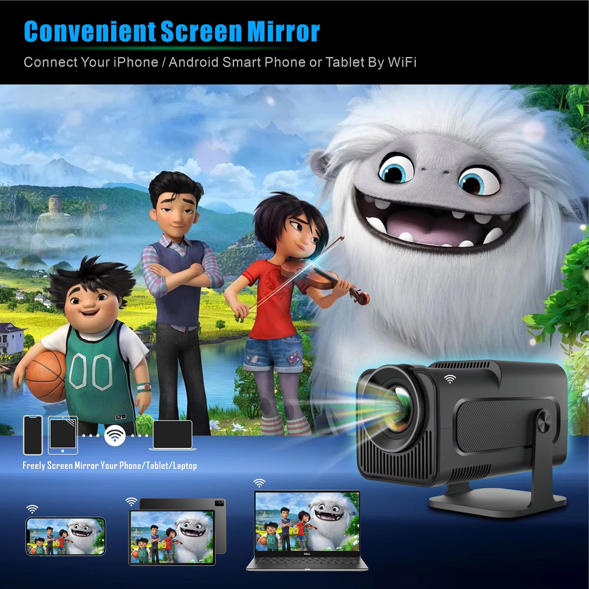 SuniiStage 4K Smart Projector with Android 11 and WiFi 6