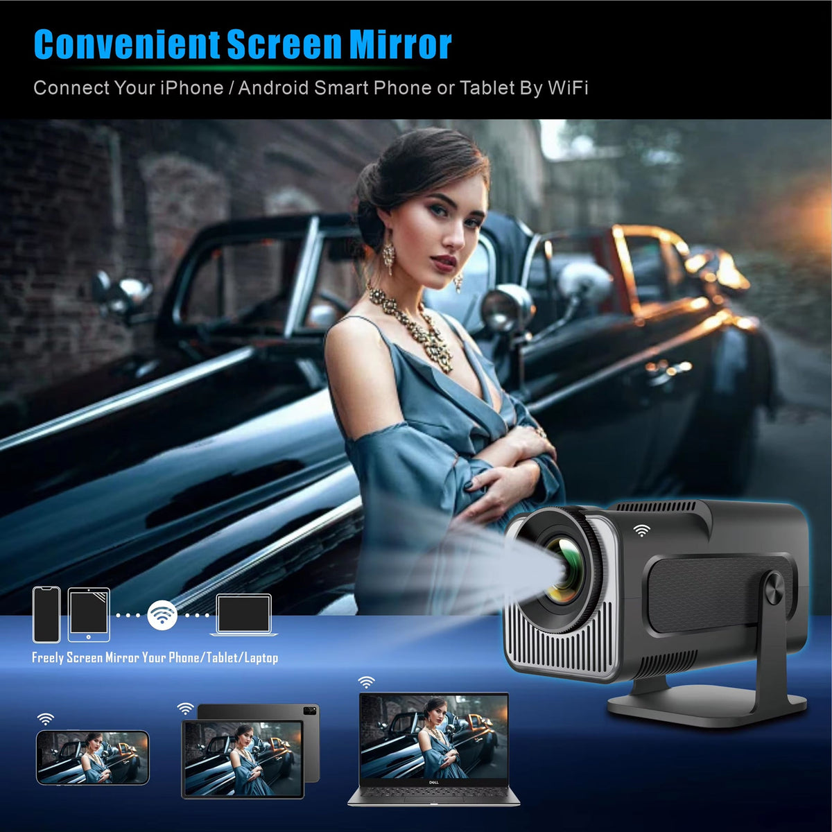 SuniiStage 4K Smart Projector with Android 11 and WiFi 6