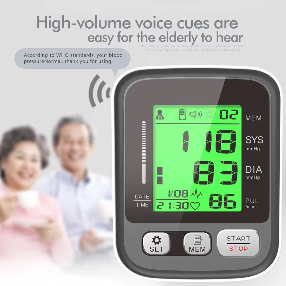 VitaTracki Clinical Blood Pressure Monitor with 3-Color LCD