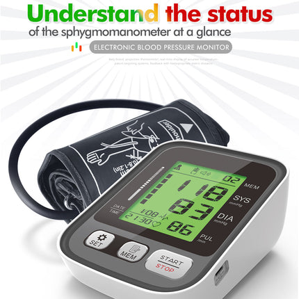 VitaTracki Clinical Blood Pressure Monitor with 3-Color LCD