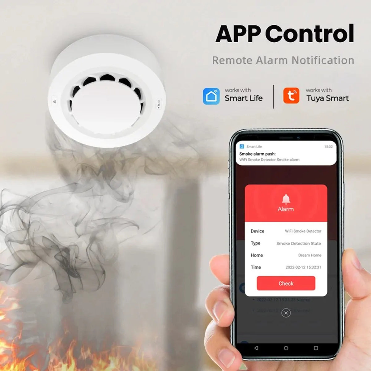 WispiLight Smart Smoke Detector with Mobile App Alerts